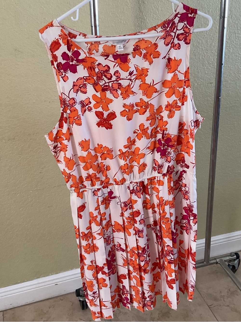 Charming Charlie Sleeveless Floral Dress in Orange & Pink